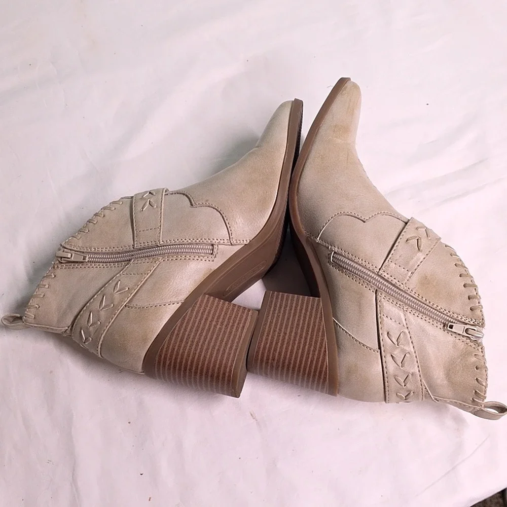 Frye and Co Palma Ankle Boots Women 7.5 Beige Western Boho Cowgirl Festival